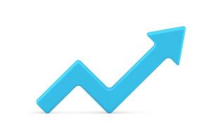 blå pil grafisk vinklad geometri positiv trend ekonomisk vinst företag strategi 3d ikon vektor