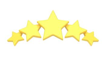 Gelb fünf Sterne Produkt Bedienung Beste Qualität Auswertung vergeben Bewertung realistisch 3d Symbol vektor