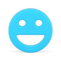 Lycklig blå smiley emoji positiv humör cirkel ansikte avatar med ögon mun realistisk 3d ikon vektor