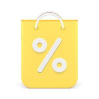 Papier Einkaufen Tasche Gelb Marketing Verkauf Pack Prozent Verkauf Rabatt Besondere Angebot 3d Symbol vektor