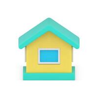 landsbygden hus fönster och triangel tak främre se by bostads- lägenhet 3d ikon vektor