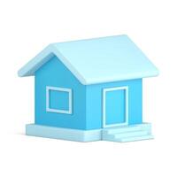 blå verklig egendom by hus tak och dörr trappa byggnad Fasad 3d ikon isometrisk vektor