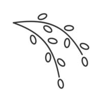 catkins linjär ikon. tunn linje illustration. pil grenar kontur symbol. vektor isolerade konturritning