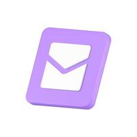 oläst inkommande brev e-post sluten kuvert lila knapp isometrisk 3d ikon realistisk vektor