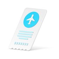 zottig Flugzeug Papier Fahrkarte Luft Reise Reise Transport Zugriff Priorität bestehen 3d Symbol vektor