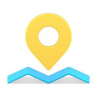 gul Karta stift plats mark leverans navigering markör adress rutt kartnål 3d ikon vektor