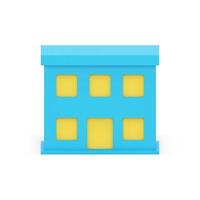 modern niedrig erhebt euch Gebäude zwei Stockwerk Konstruktion Blau Fassade Gelb Fenster realistisch 3d Symbol vektor