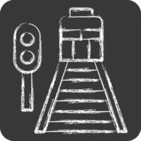 ikon järnväg. relaterad till tåg station symbol. krita stil. enkel design illustration vektor