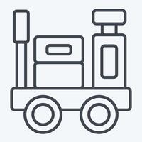 Symbol Gepäck Wagen. verbunden zu Zug Bahnhof Symbol. Linie Stil. einfach Design Illustration vektor