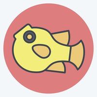 Symbol Puffer Fisch. verbunden zu Meeresfrüchte Symbol. Farbe Kamerad Stil. einfach Design Illustration vektor