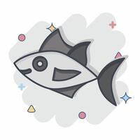 Symbol Thunfisch. verbunden zu Meeresfrüchte Symbol. Comic Stil. einfach Design Illustration vektor