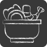 Symbol Meer Salat. verbunden zu Meeresfrüchte Symbol. Kreide Stil. einfach Design Illustration vektor