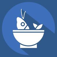 ikon soppa hav. relaterad till skaldjur symbol. lång skugga stil. enkel design illustration vektor