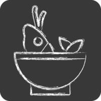 Symbol Suppe Meer. verbunden zu Meeresfrüchte Symbol. Kreide Stil. einfach Design Illustration vektor