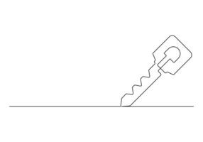 kontinuierlich einer Linie Zeichnung von Schlüssel Profi Illustration vektor