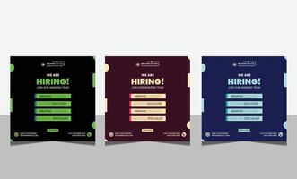 wir sind Einstellung Job Position Platz Banner oder Sozial Medien Post. freie Stelle Banner Design findet ein Arbeit. vektor