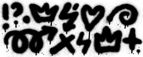 sprühen texturiert Graffiti Gekritzel Punk und mädchenhaft Formen Satz. Hand gezeichnet abstrakt kritzelt und Schnörkel, kreativ verschiedene Formen, Bleistift gezeichnet Symbole. Kritzeleien, Gekritzel, Krone, lockig Linien. vektor