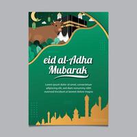 eid al Adha mubarak islamic firande affisch design mall vektor