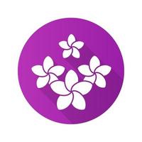 Spa-Salon Plumeria-Blumen. flaches Design lange Schattensymbol. Aromatherapie. Vektor-Silhouette-Symbol vektor