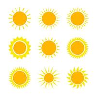 gul Sol strålar ikon samling illustration vektor