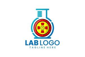 platt modern enkel skydda laboratorium logotyp mall ikon symbol design illustration vektor