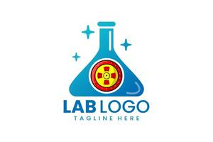 platt modern enkel skydda laboratorium logotyp mall ikon symbol design illustration vektor