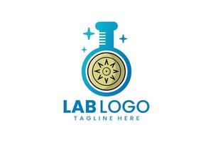 platt modern enkel skydda laboratorium logotyp mall ikon symbol design illustration vektor