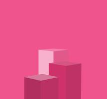 modern geometrisk former podium för produkt realistisk scen rosa bakgrund och piedestal. 3d realistisk illustration för produkt design presentation. vektor