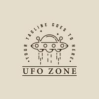 UFO Raum Schiff Logo Linie Kunst einfach minimalistisch Illustration Vorlage Symbol Grafik Design , Luft- und Raumfahrt Zeichen oder Symbol zum Astronomie Konzept mit retro Typografie Stil vektor