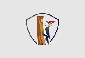 hackspett fågel i en polygon. hackspett fågel logotyp design mall illustration vektor
