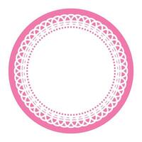 enkel detaljerad ljus rosa symmetrisk runda dekorativ spets cirkel tom ram gräns element vektor