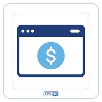 digital pengar ikon. dollar tecken ikon på en dator skärm vektor