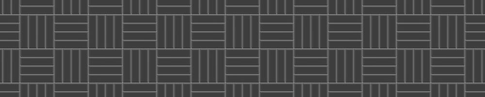 svart crosscatch bricka sömlös mönster. sten eller keramisk tegel vägg horisontell bakgrund. kök Stänkskydd, toalett eller badrum golv textur. yta mosaik- dekoration vektor