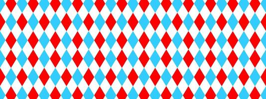 Blau, rot und und Weiß Rhombus nahtlos Muster. Harlekin, Clown, Joker oder Narr Kostüm Ornament. Zirkus, Maskerade, Karneval Hintergrund vektor