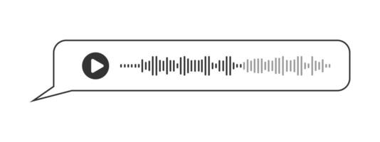 Audio- Botschaft im Blase rahmen. Stimme Plaudern Element mit abspielen Symbol und Rede Welle isoliert auf Weiß Hintergrund. online Bote, Radio, Podcast Handy, Mobiltelefon App Schnittstelle vektor