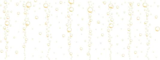 golden schwebend Luft Luftblasen Hintergrund. funkelnd sprudelnd trinken, mit Kohlensäure Wasser, Sprudelwasser, Cola, Prosecco, Bier, Limonade, Champagner Textur vektor