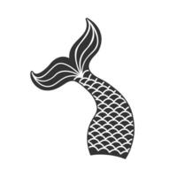 sjöjungfru svans med squama silhuett. rekvisita för flickor fest, hälsning kort eller t-shirt skriva ut vektor