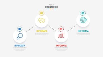 fyra steg infographic element design mall för presentation. bearbeta diagram och presentationer steg, arbetsflöde layout, baner, strömma Diagram, info grafisk illustration. vektor