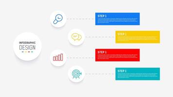 vier Schritt Infografik Element Design Vorlage zum Präsentation. Prozess Diagramm und Präsentationen Schritt, Arbeitsablauf Layout, Banner, fließen Diagramm, die Info Grafik Illustration. vektor