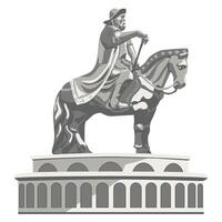 Monument zu Dschingis Khan im Mongolei. Reiter Skulptur. Gründer von das Mongol Reich, Führer von das Nomaden. großartig Krieger-Eroberer. vektor