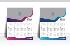 en gång i månaden samtida vägg kalender design 2024, årlig väggmonterad premie kalender, och fantasifull brevpapper mall för du. vektor
