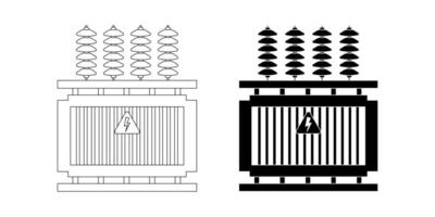 elektrisch Transformator Symbol einstellen isoliert auf Weiß Hintergrund vektor