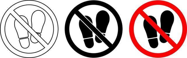verboten Fuß Schritt Zeichen einstellen vektor