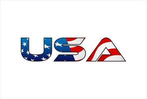 USA vereinigt Zustände von Amerika Text Logo mit amerikanisch Flagge Design Vorlage vektor