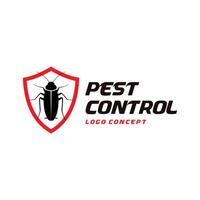 Pest Steuerung mit Schild Logo Konzept. Design Vorlage vektor