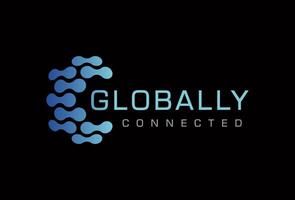 globalt ansluten teknologi logotyp design mall vektor