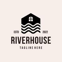 retro Jahrgang, Fluss Haus Logo Design Vorlage vektor