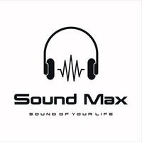Kopfhörer mit Musik- Welle, Klang max Audio- Logo Design Vorlage vektor