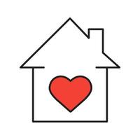 älskare hem linjär ikon. tunn linje illustration. familjens hus med hjärtform inuti kontursymbol. vektor isolerade konturritning