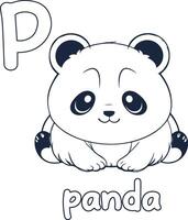 Panda Illustration schwarz und Weiß Panda Alphabet Färbung Buch oder Seite zum Kinder vektor